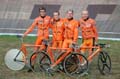 Tyytyväinen IK-32:n mestarijoukkue: Aleksi Hoffman (vas.), Niko Meriläinen, Juha Aintila ja Pasi Ahlroos.